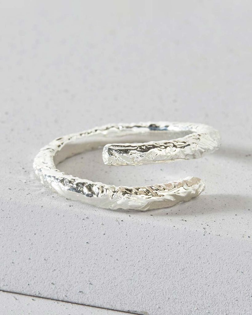 925 Recycled Sterling Silver Etched Adjustable Ring handmade in London by Maya Magal textured jewellery brand