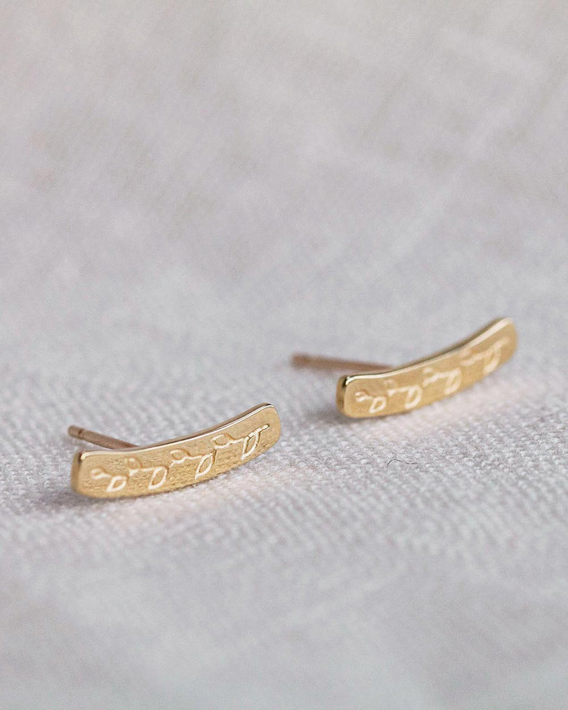 9ct Solid Gold Evergreen Stud Earrings handmade in London by Maya Magal luxury jewellery brand