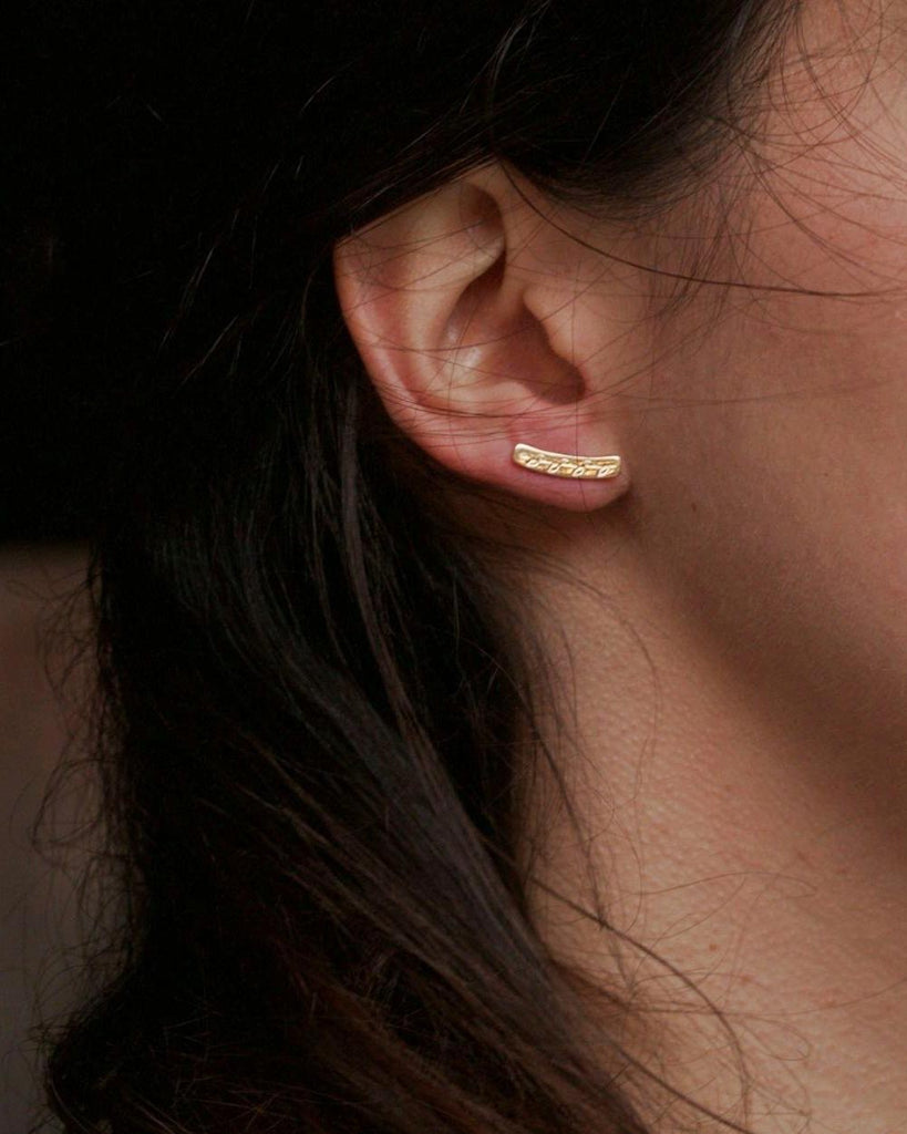 9ct Solid Gold Evergreen Stud Earrings handmade in London by Maya Magal modern jewellery brand
