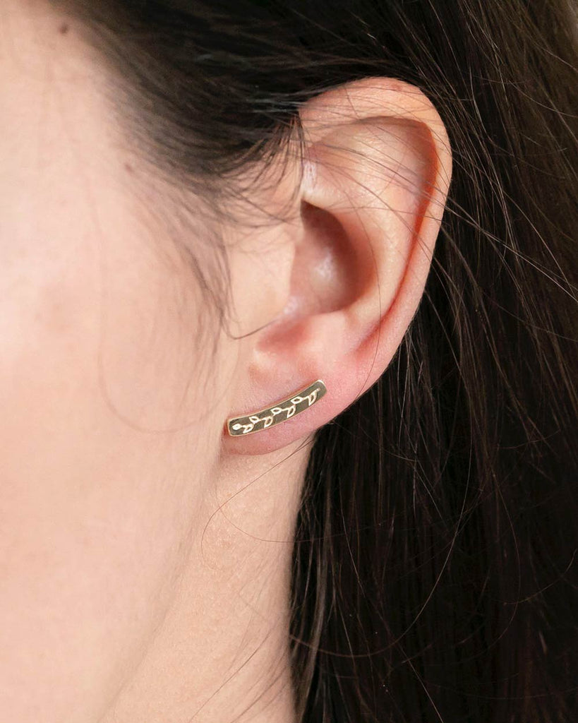 9ct Solid Gold Evergreen Stud Earrings handmade in London by Maya Magal sustainable jewellery brand