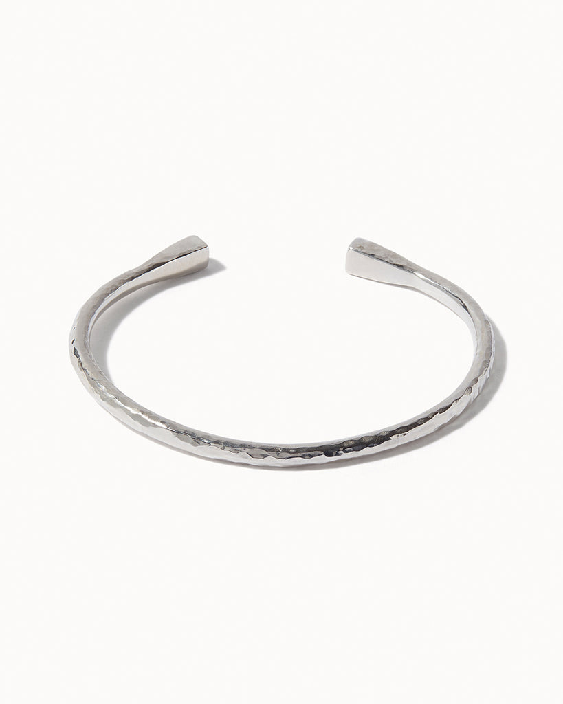 925 Recycled Sterling Silver Hammered Open Bangle handmade in London by Maya Magal sustainable jewellery brand