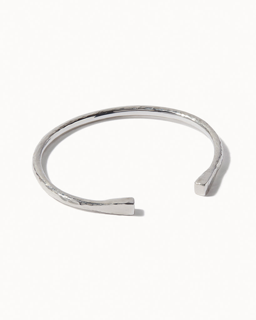 925 Recycled Sterling Silver Hammered Open Bangle handmade in London by Maya Magal sustainable jewellery brand