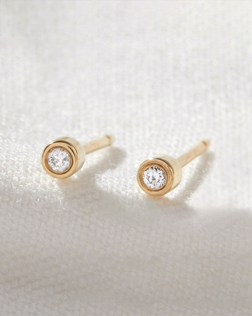 9ct Solid Gold Grey Diamond Studs handmade in London by Maya Magal sustainable jewellery brand