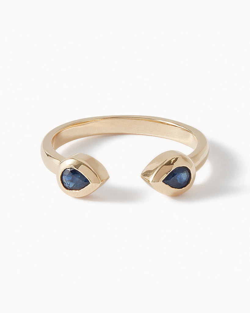 9ct Solid Gold Heirloom Adjustable Sapphire Ring handmade in London by Maya Magal sustainable jewellery brand