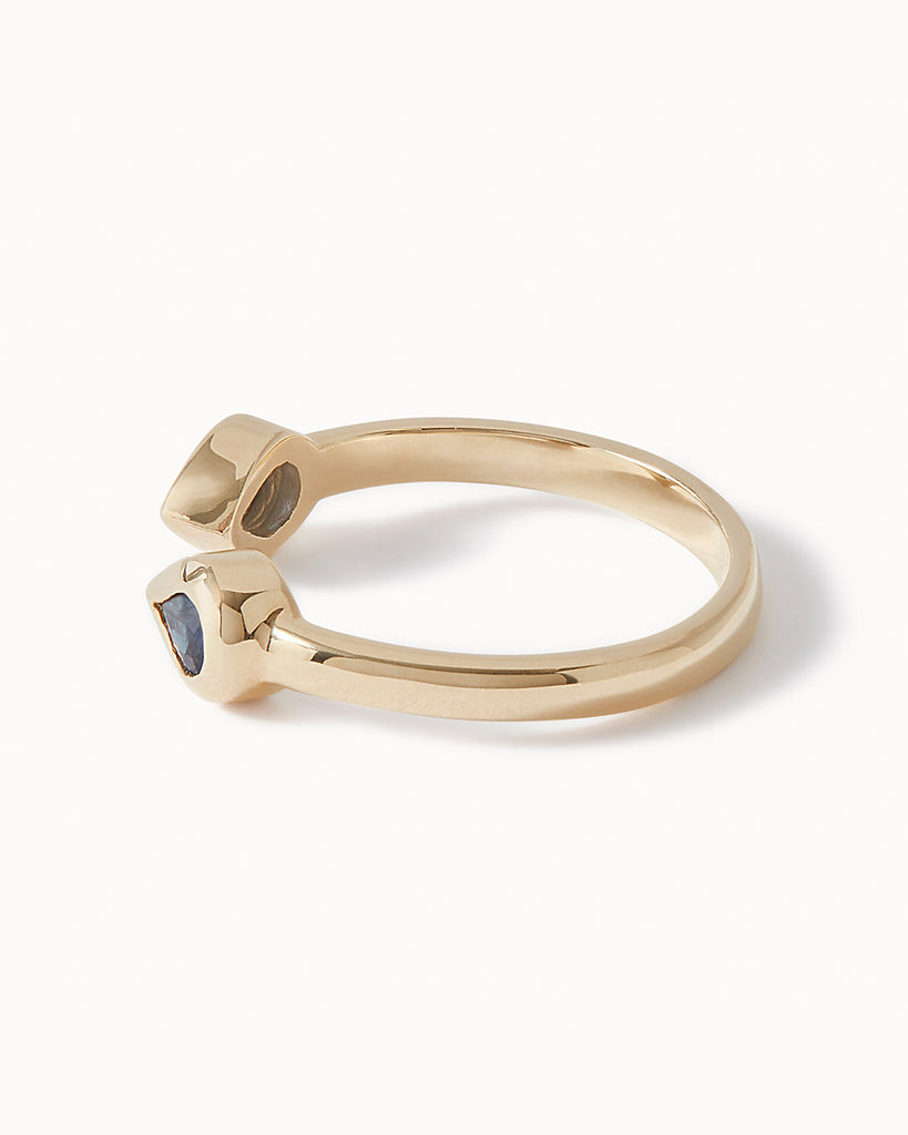 9ct Solid Gold Heirloom Adjustable Sapphire Ring handmade in London by Maya Magal modern jewellery brand