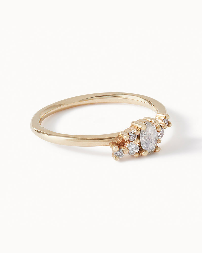 9ct Solid Gold Heirloom Diamond Cluster Ring handmade in London by Maya Magal engagement jewellery brand