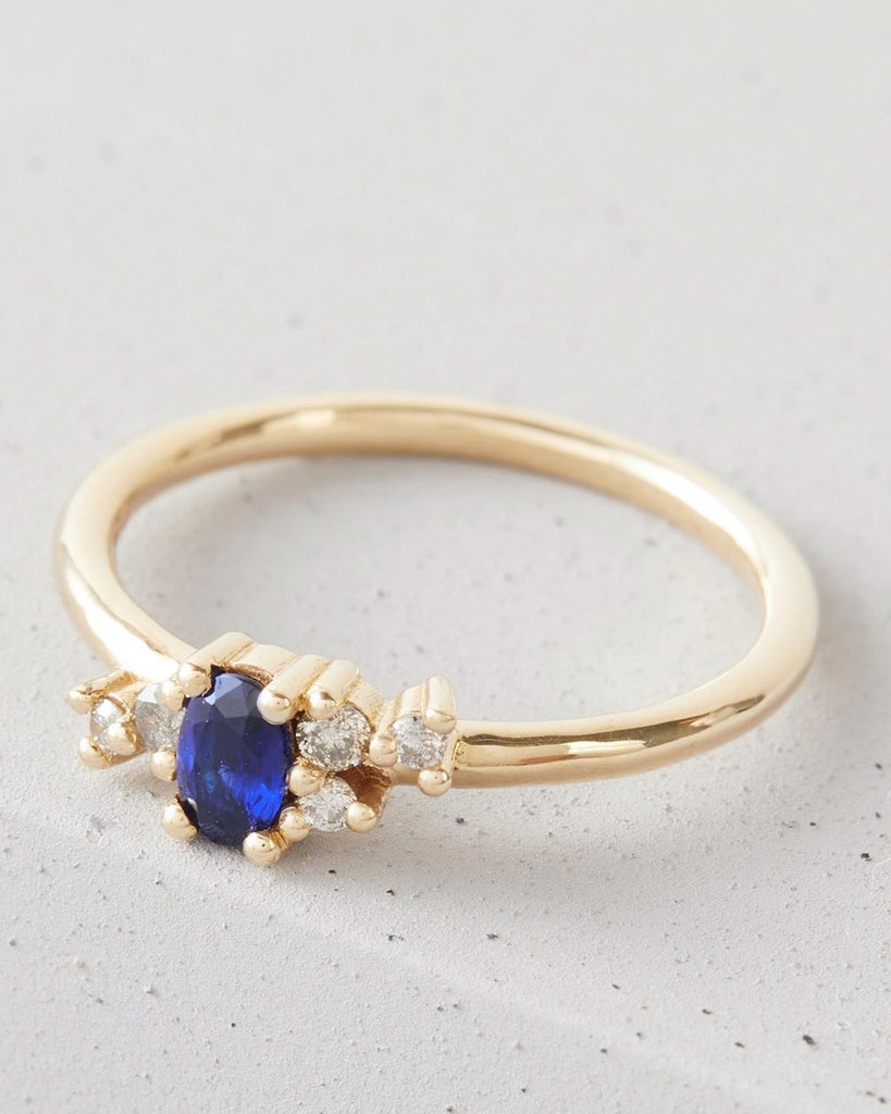 9ct Solid Gold Heirloom Sapphire Cluster Ring handmade in London by Maya Magal modern jewellery brand