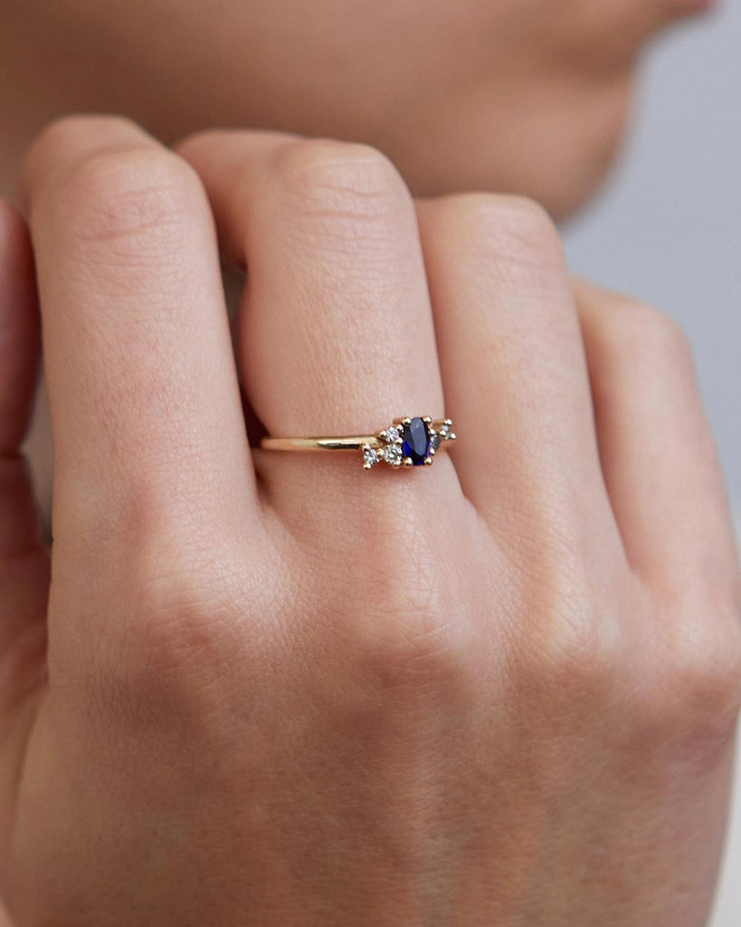 9ct Solid Gold Heirloom Sapphire Cluster Ring handmade in London by Maya Magal luxury jewellery brand