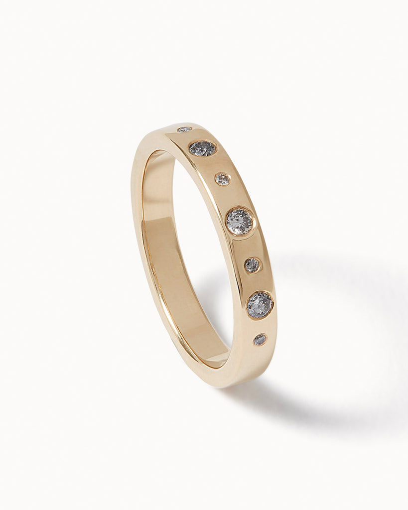 9ct Solid Gold Heirloom Half Eternity Diamond Ring handmade in London by Maya Magal luxury jewellery brand