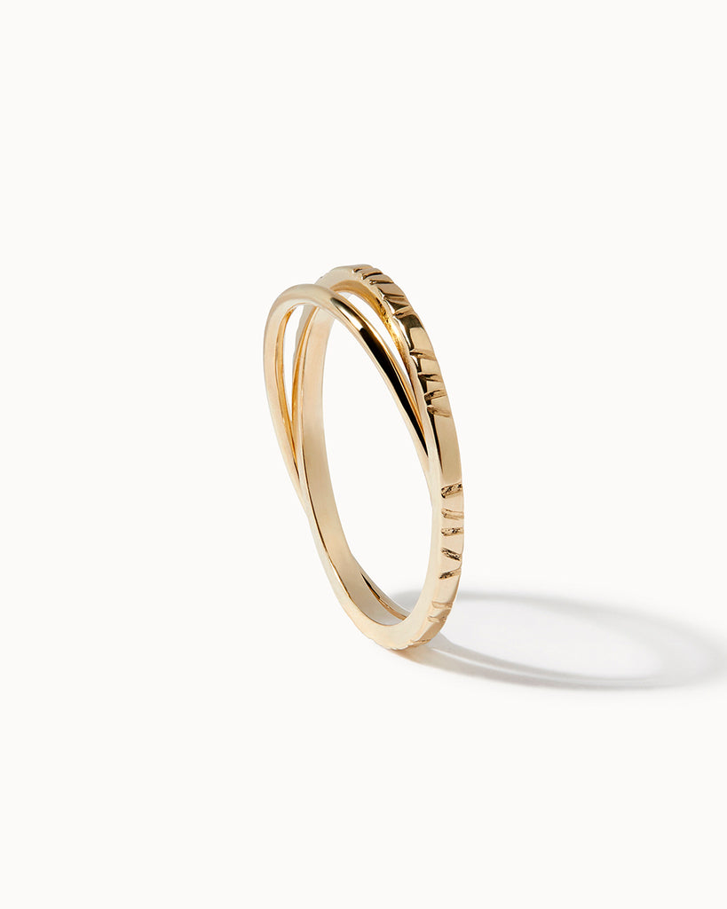 9ct Solid Gold Interlocking Ring handmade in London by Maya Magal wedding jewellery brand