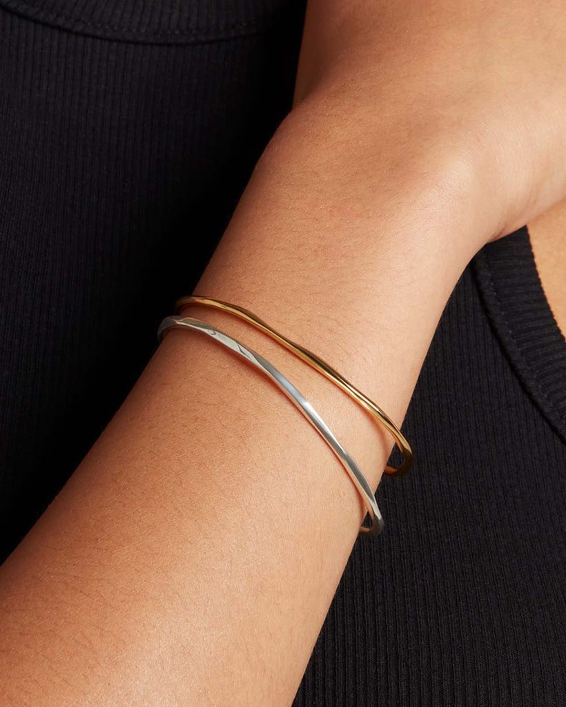 18ct Gold Plated Lava Bangle handmade in London by Maya Magal sustainable jewellery brand