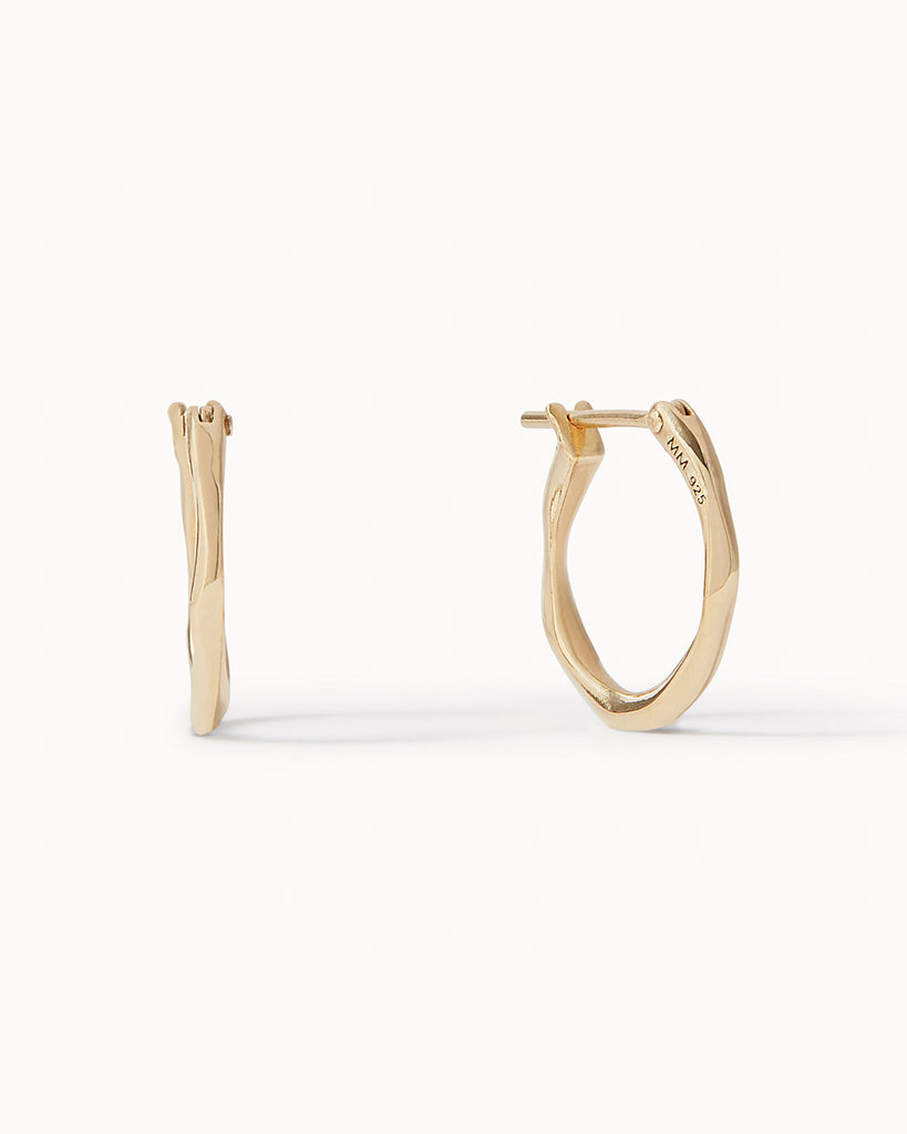 18ct Gold Plated Lava Hoop Earrings handmade in London by Maya Magal sustainable jewellery brand