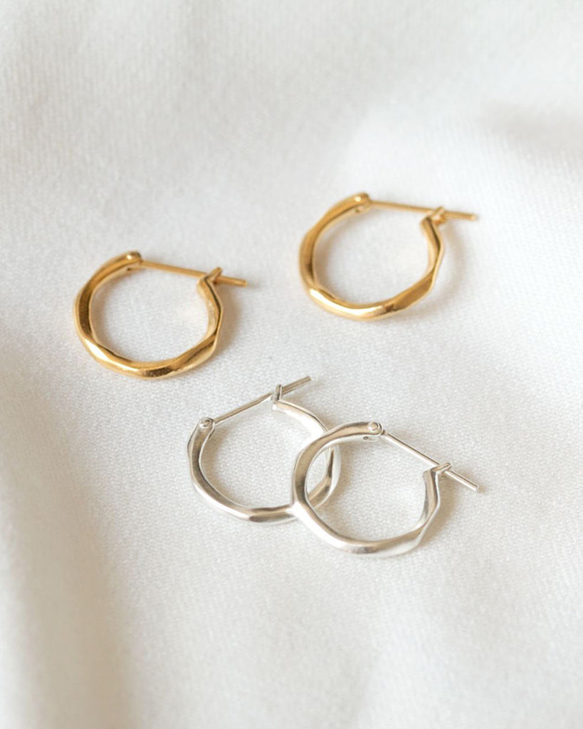 18ct Gold Plated Lava Hoop Earrings handmade in London by Maya Magal luxury jewellery brand