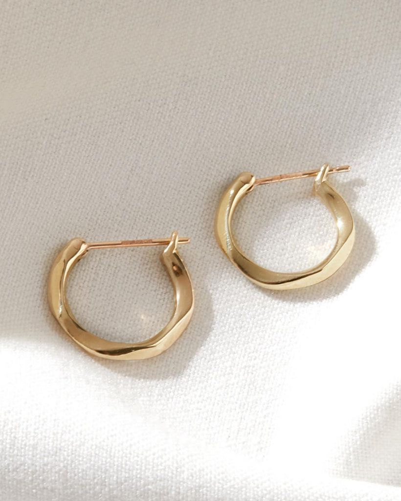 9ct Solid Gold Lava Hoop Earrings handmade in London by Maya Magal sustainable jewellery brand