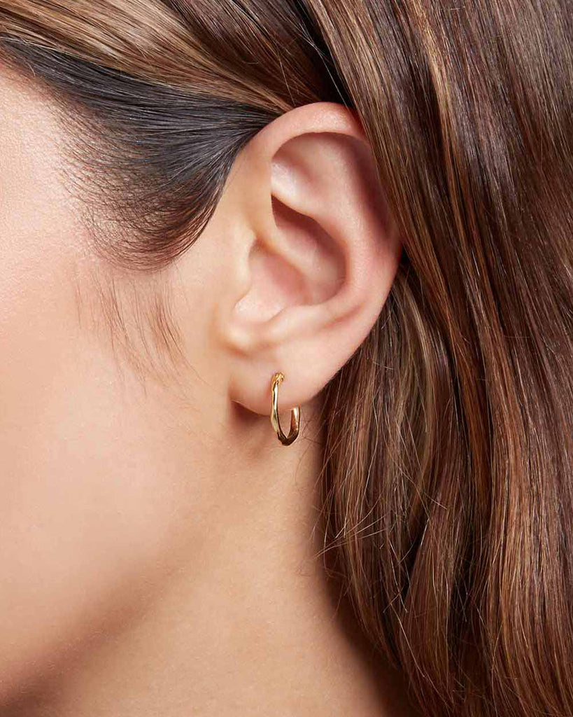 18ct Gold Plated Lava Hoop Earrings handmade in London by Maya Magal modern jewellery brand