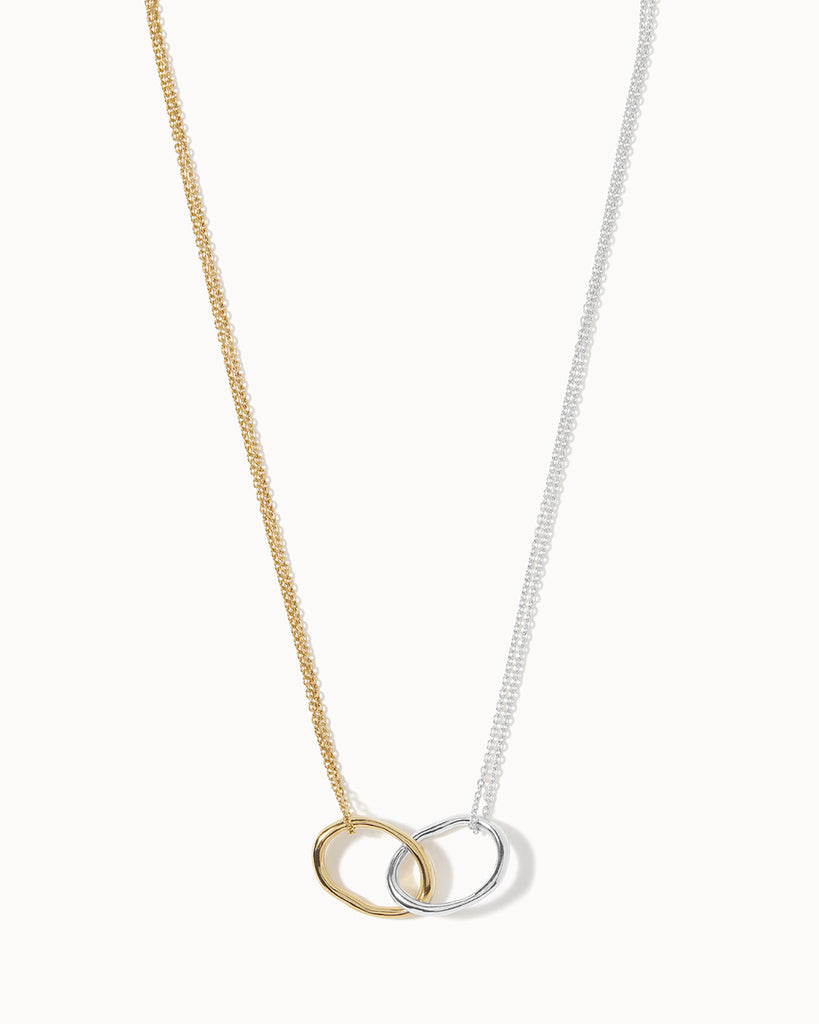 925 Recycled Sterling Silver and 18ct Gold Plated Lava Link Necklace handmade in London by Maya Magal ethical jewellery brand
