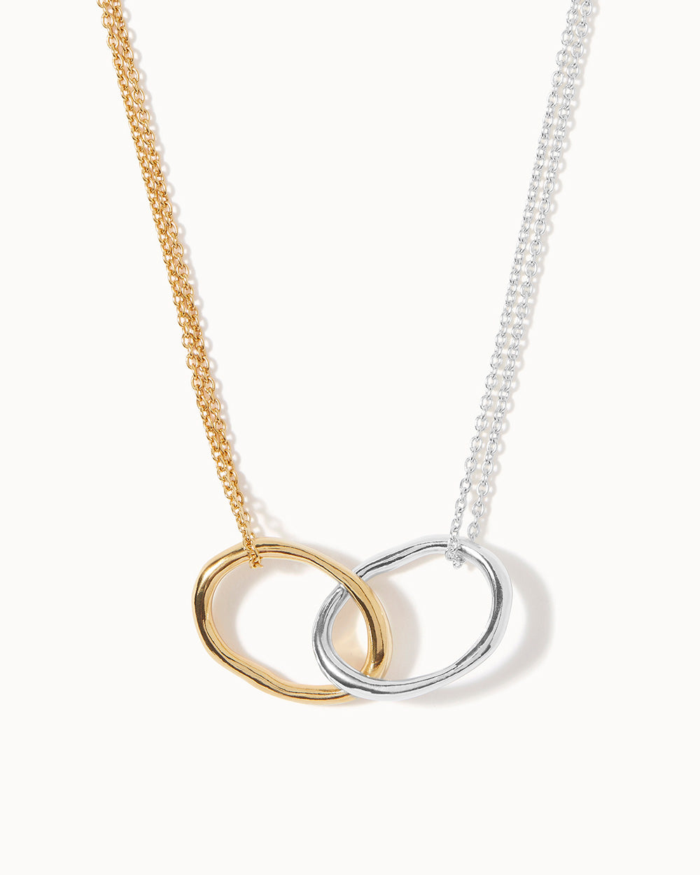 925 Recycled Sterling Silver and 18ct Gold Plated Lava Link Necklace handmade in London by Maya Magal sustainable jewellery brand