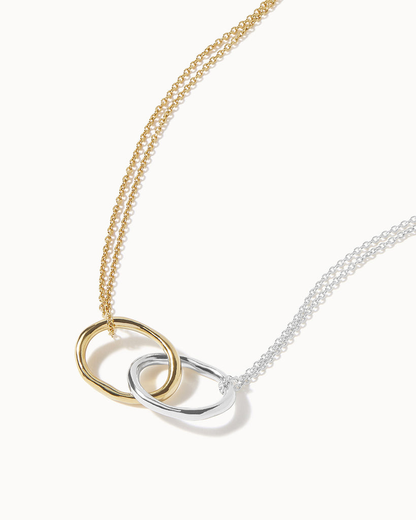 925 Recycled Sterling Silver and 18ct Gold Plated Lava Link Necklace handmade in London by Maya Magal contemporary jewellery brand