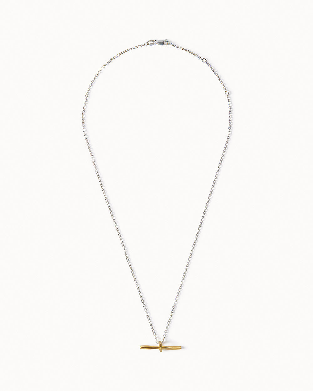 925 Recycled Sterling Silver and 18ct Gold Plated Lava T-bar Necklace handmade in London by Maya Magal ethical jewellery brand