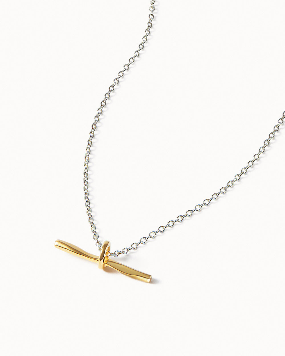 925 Recycled Sterling Silver and 18ct Gold Plated Lava T-bar Necklace handmade in London by Maya Magal luxury jewellery brand