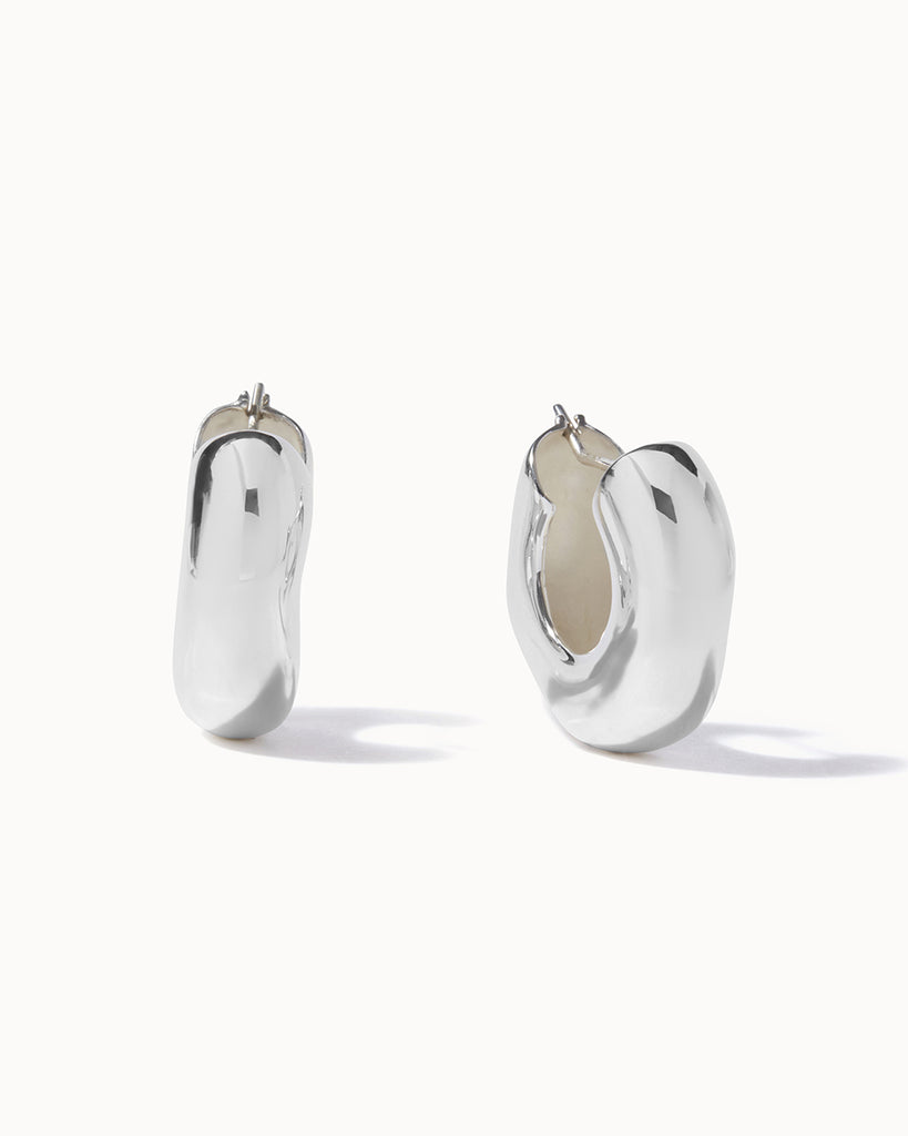 925 Recycled Sterling Silver Lucid Hoop Earrings handmade in London by Maya Magal sustainable jewellery brand