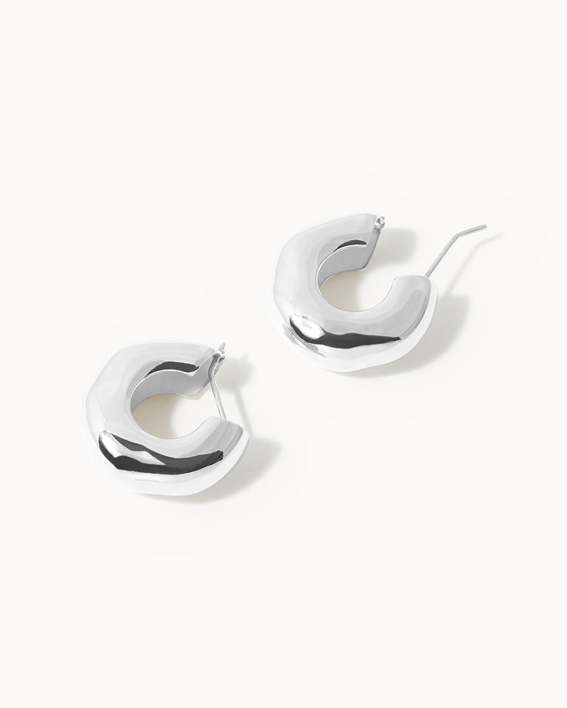 925 Recycled Sterling Silver Lucid Hoop Earrings handmade in London by Maya Magal modern jewellery brand