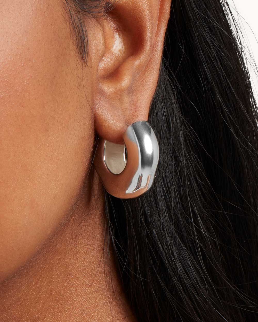 925 Recycled Sterling Silver Lucid Hoop Earrings handmade in London by Maya Magal modern jewellery brand