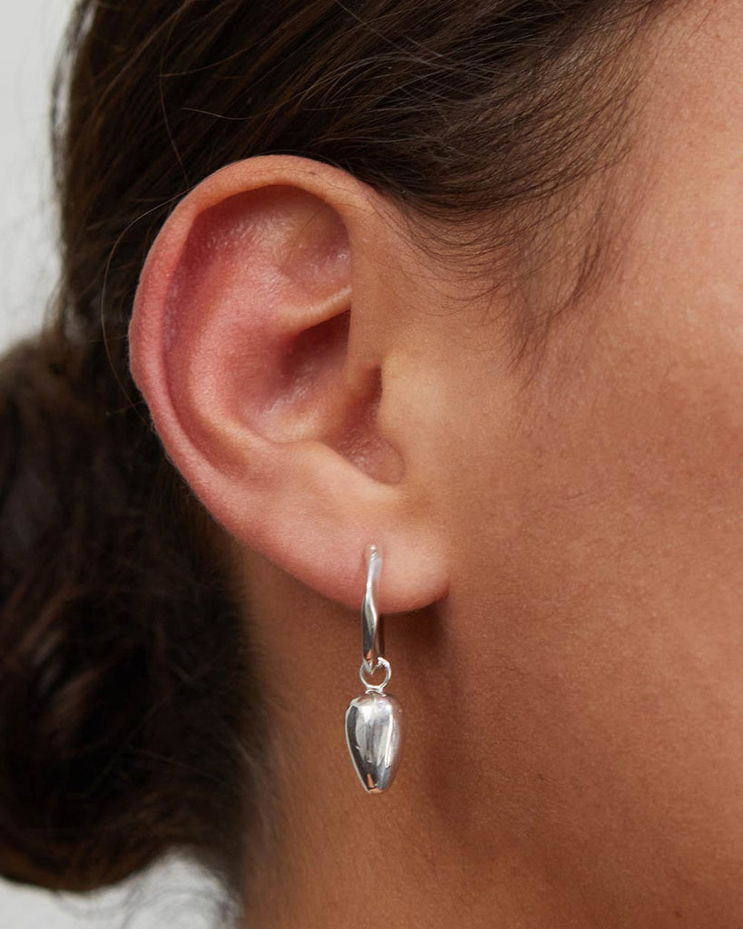 925 Recycled Sterling Silver Meteor Hoop Earrings handmade in London by Maya Magal modern jewellery brand