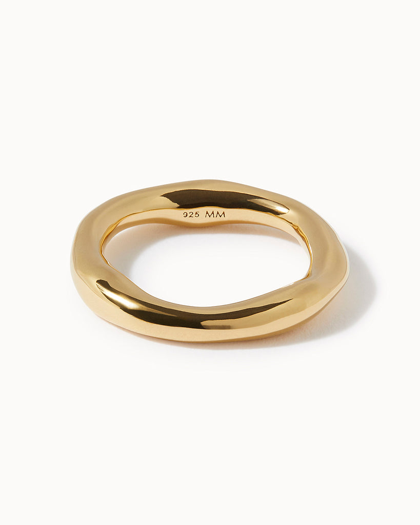 18ct Gold Plated Organic Heavy Ring handmade in London by Maya Magal sustainable jewellery brand