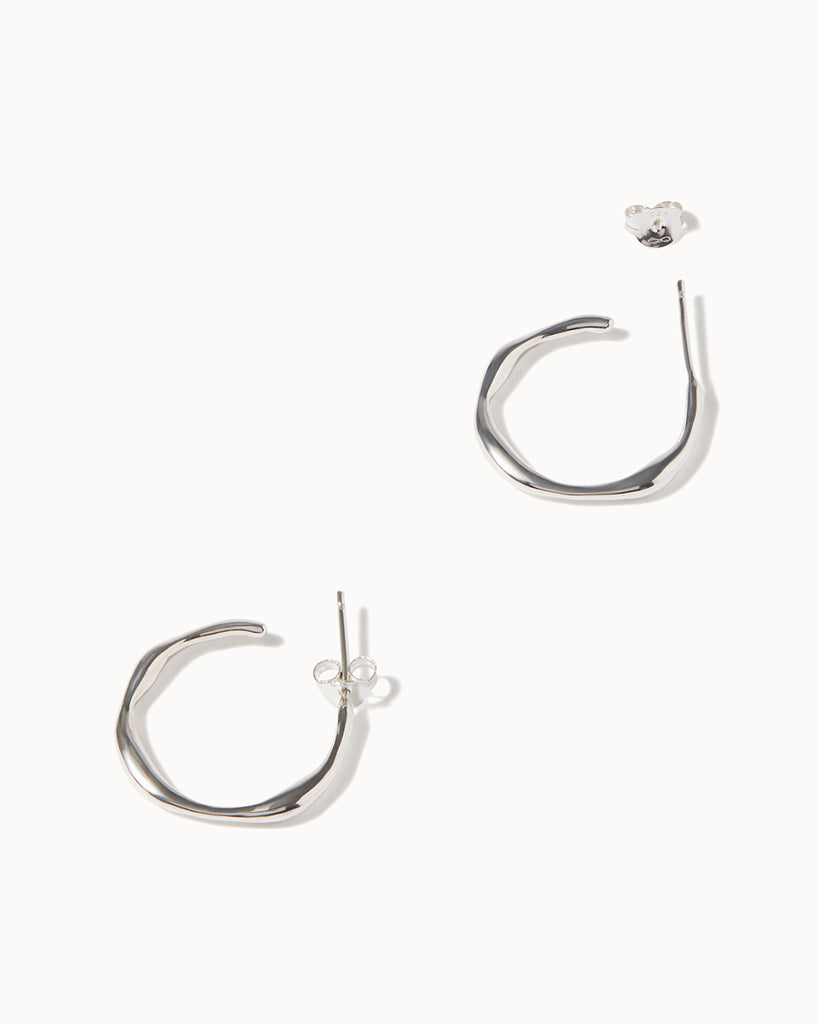 925 Recycled Sterling Silver Small Organic Circle Hoop Earrings handmade in London by Maya Magal contemporary jewellery brand