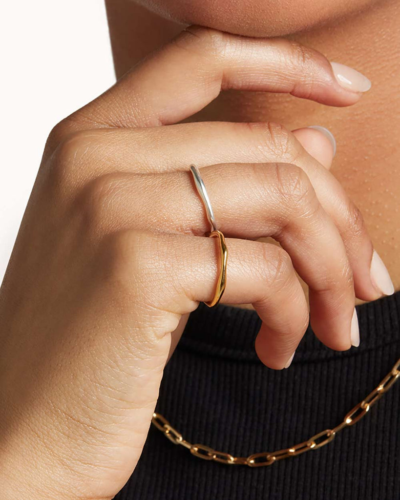 18ct Gold Plated Organic Light Ring handmade in London by Maya Magal contemporary jewellery brand