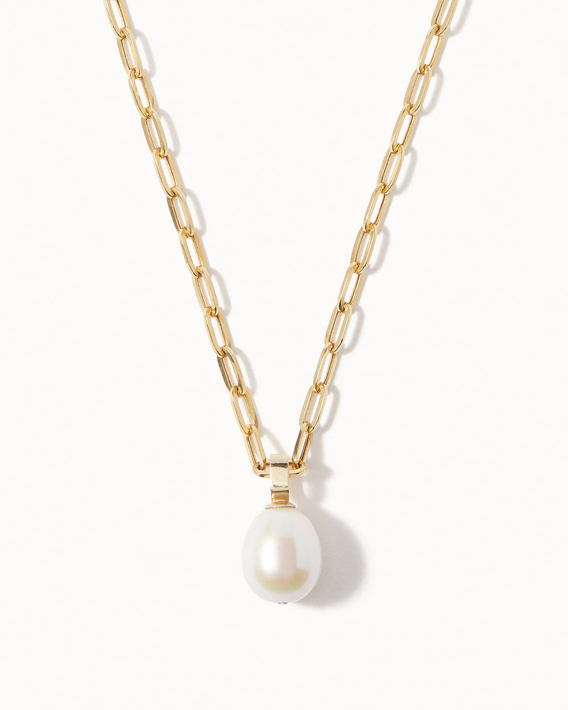 9ct Solid Gold Pearl Chain Necklace handmade in London by Maya Magal sustainable jewellery brand