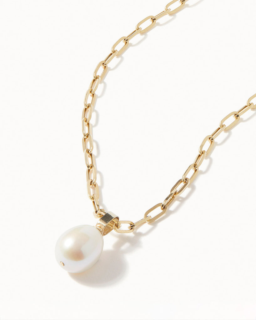 9ct Solid Gold Pearl Chain Necklace handmade in London by Maya Magal contemporary jewellery brand