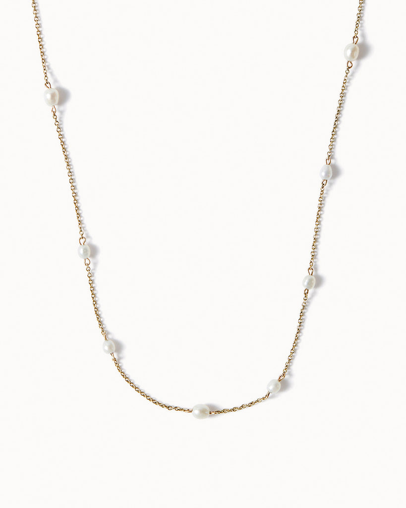 9ct Solid Gold Long Pearl Necklace handmade in London by Maya Magal sustainable jewellery brand