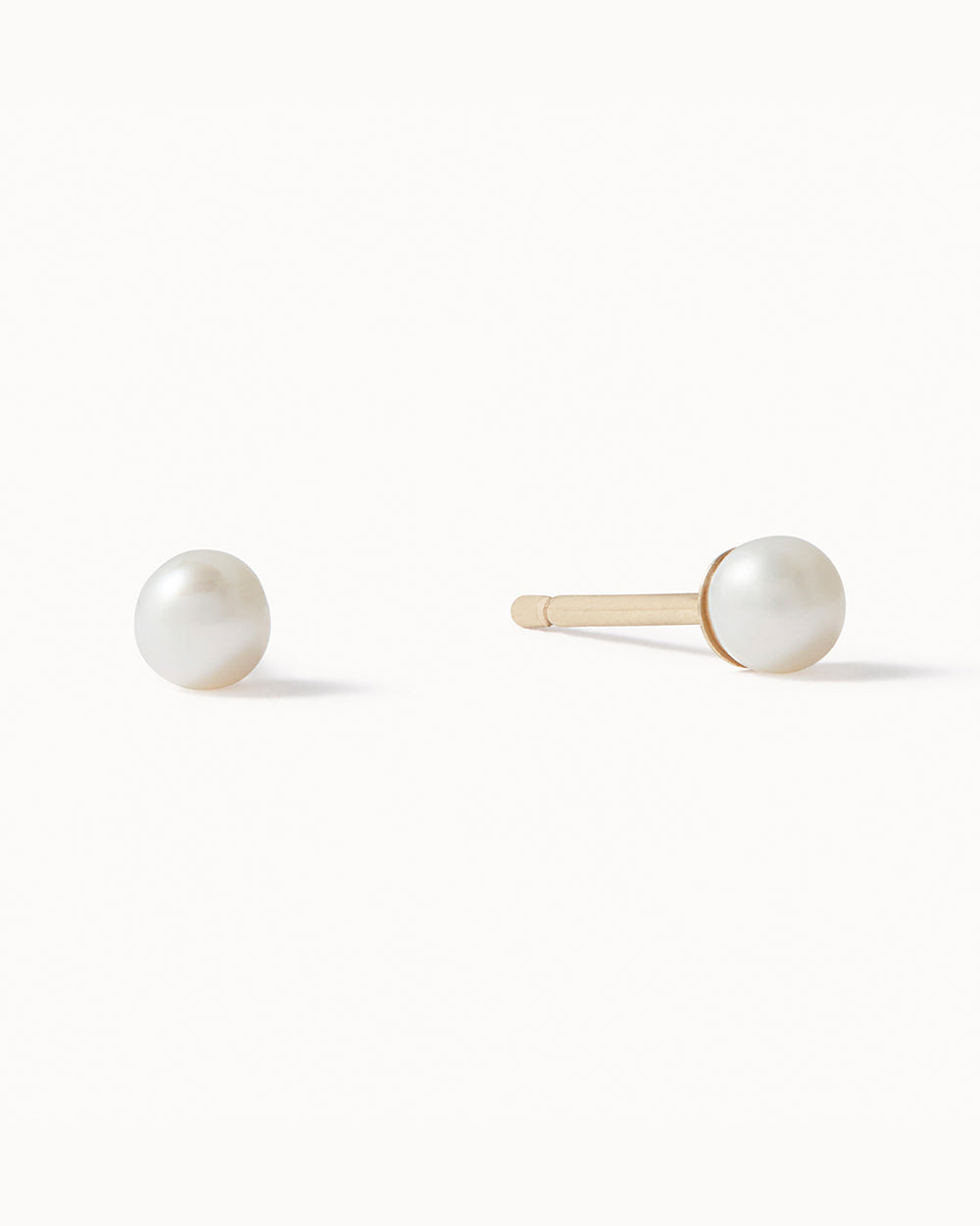9ct Solid Gold Small Pearl Stud Earrings handmade in London by Maya Magal sustainable jewellery brand