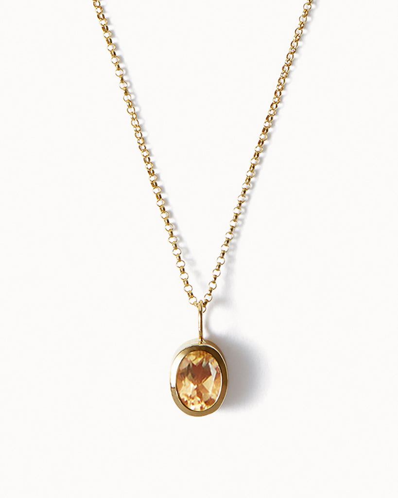 9ct Solid Gold Citrine Necklace handmade in London by Maya Magal sustainable jewellery brand