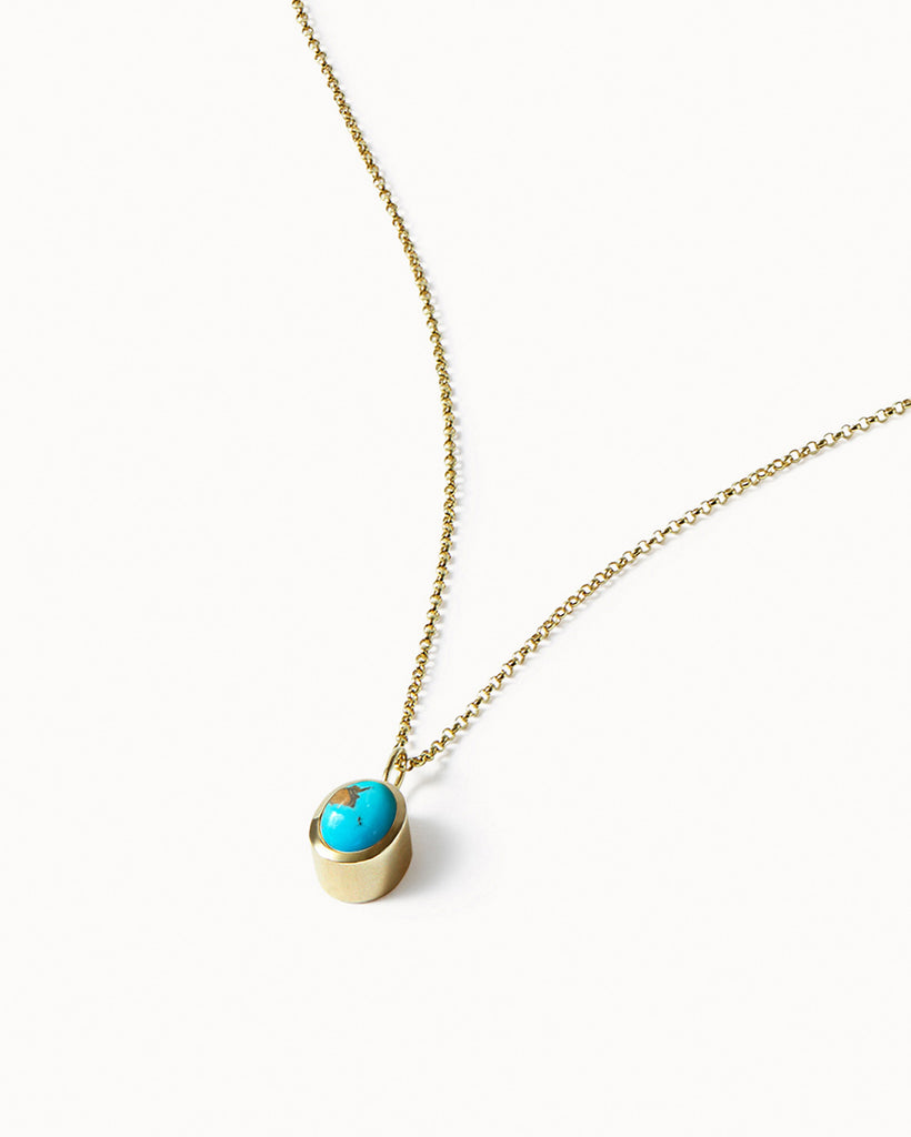 9ct Solid Gold Turquoise Necklace handmade in London by Maya Magal sustainable jewellery brand