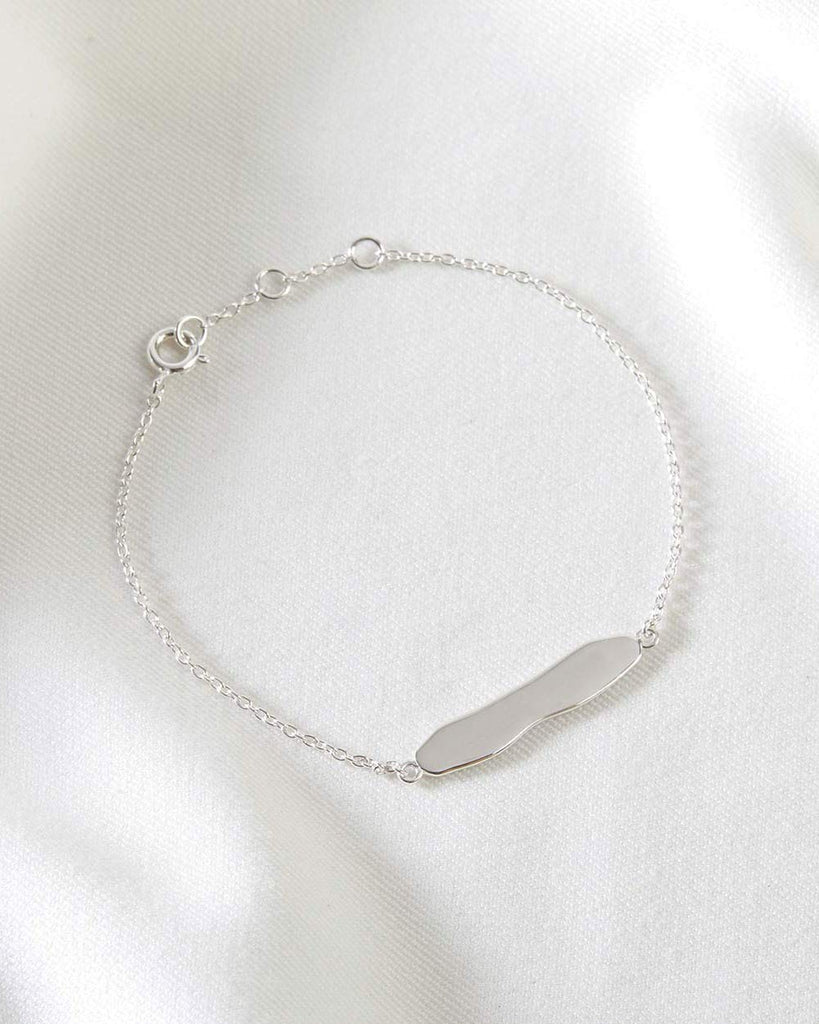925 Recycled Sterling Silver Lava Engravable Puddle Bar Bracelet handmade in London by Maya Magal sustainable jewellery brand