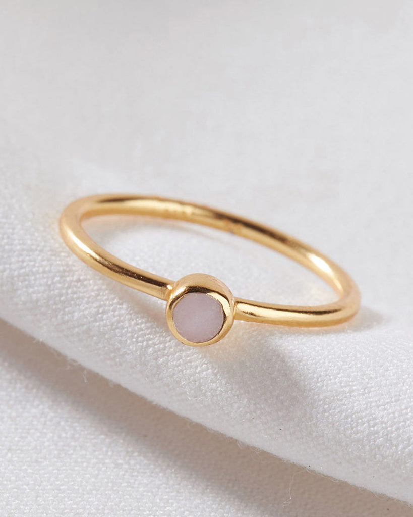 18ct Gold Plated Rough Gemstones Moonstone Ring handmade in London by Maya Magal sustainable jewellery brand