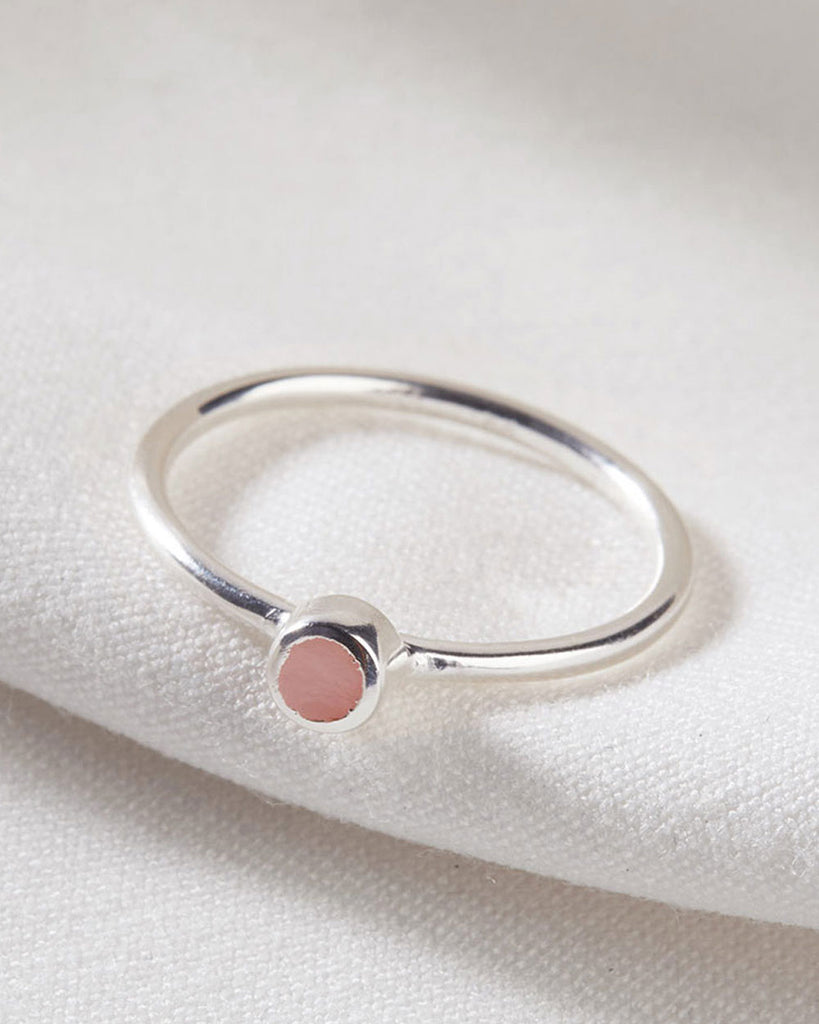 925 Recycled Sterling Silver Rough Gemstones Pink Opal Ring handmade in London by Maya Magal contemporary jewellery brand