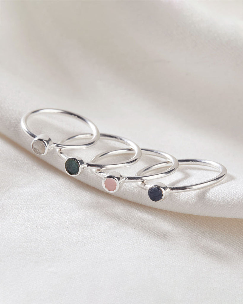 925 Recycled Sterling Silver Rough Gemstones Emerald Ring handmade in London by Maya Magal contemporary jewellery brand