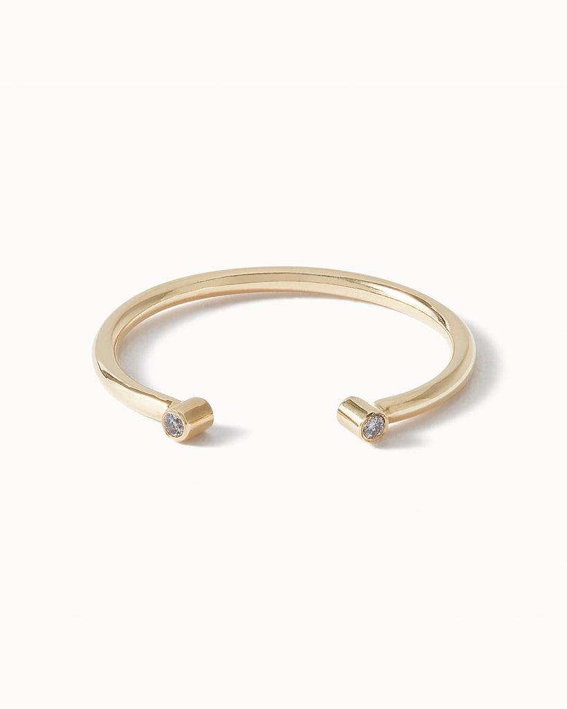 9ct Solid Gold Adjustable Tiny Diamond Ring handmade in London by Maya Magal sustainable jewellery brand