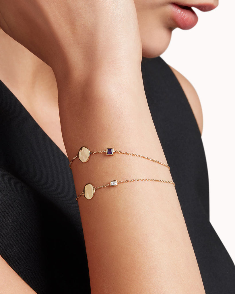 9ct Solid Gold Diamond April Birthstone Bracelet handmade in London by Maya Magal sustainable jewellery brand