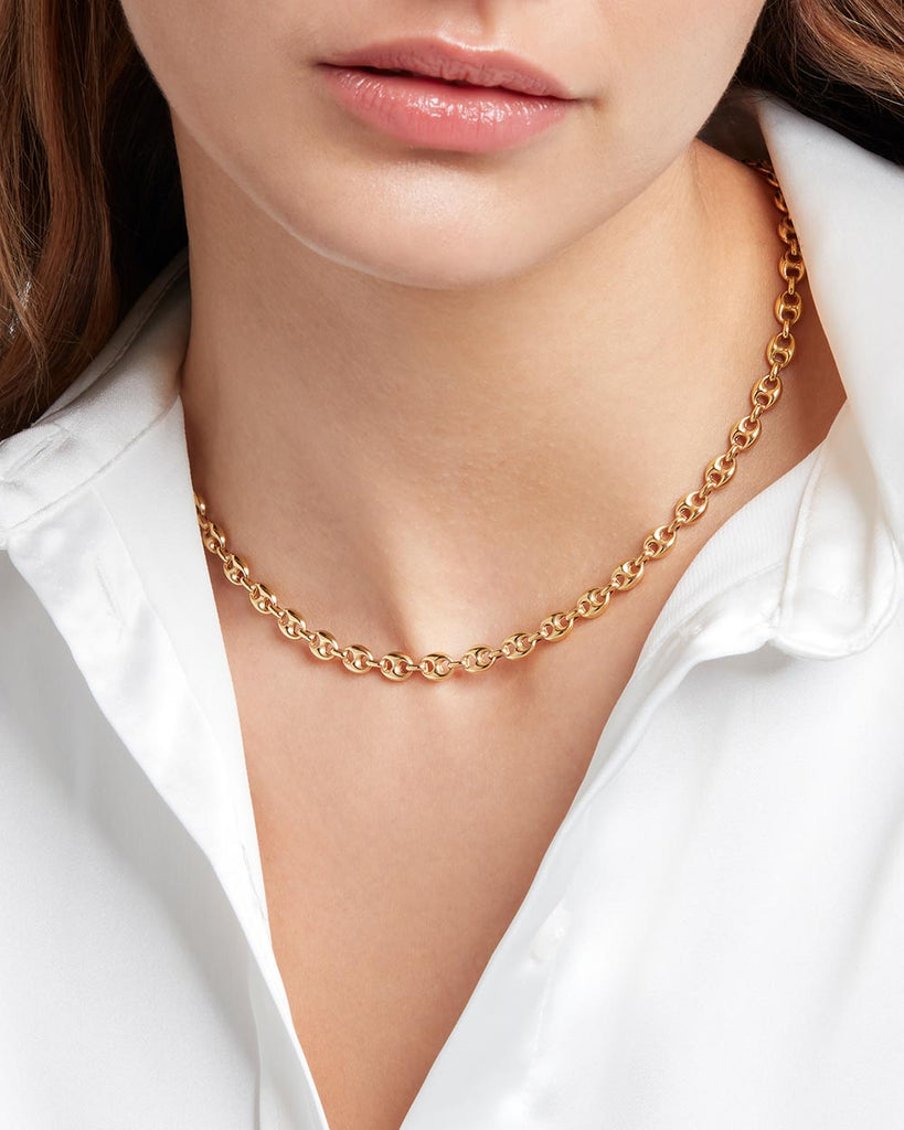 9ct Solid Gold Anchor Chain handmade in London by Maya Magal contemporary jewellery brand