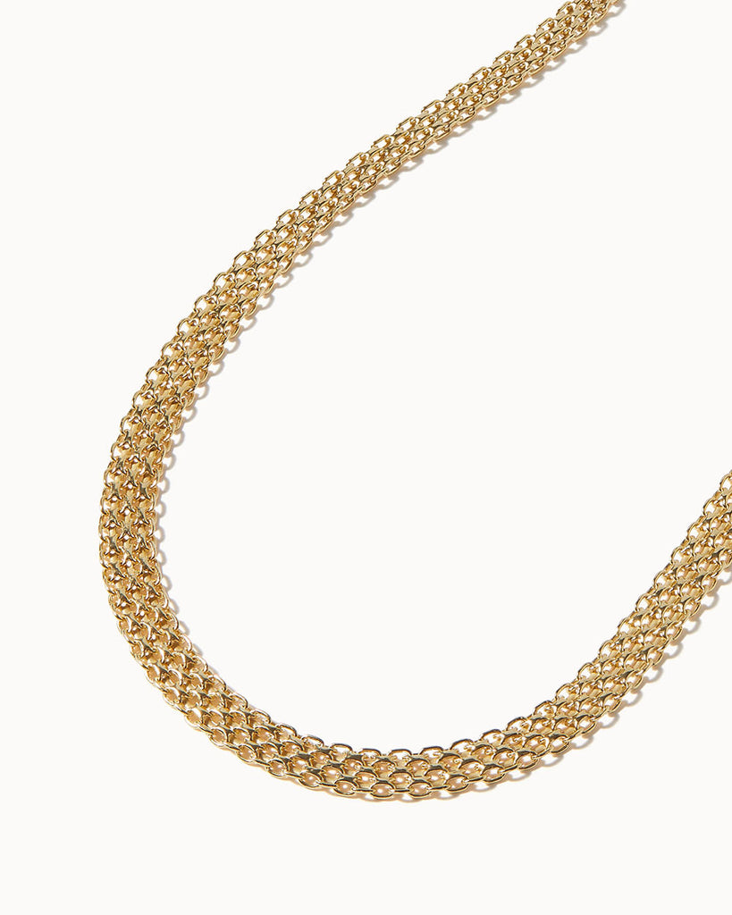 9ct Solid Gold Mesh Chain Necklace handmade in London by Maya Magal modern jewellery brand