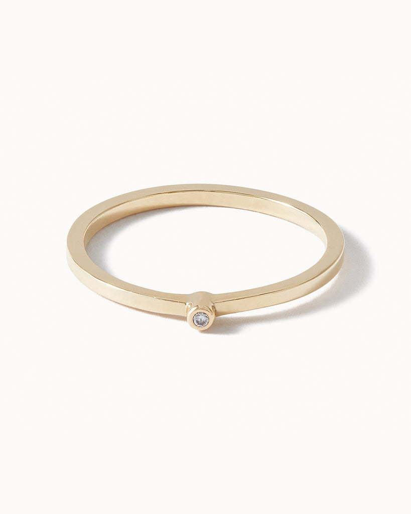 9ct Solid Gold and Diamond Mini Spotlight Ring handmade in London by Maya Magal sustainable jewellery brand