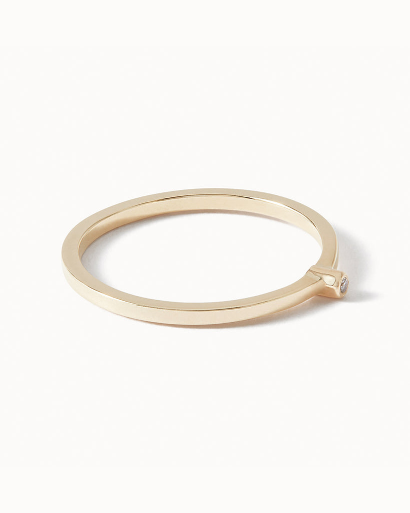 9ct Solid Gold and Diamond Mini Spotlight Ring handmade in London by Maya Magal luxury jewellery brand