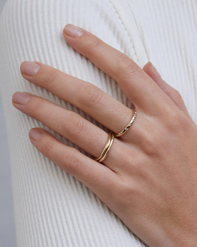 9ct Solid Yellow Gold Five Stone Diamond Ring handmade in London by Maya Magal luxury jewellery brand