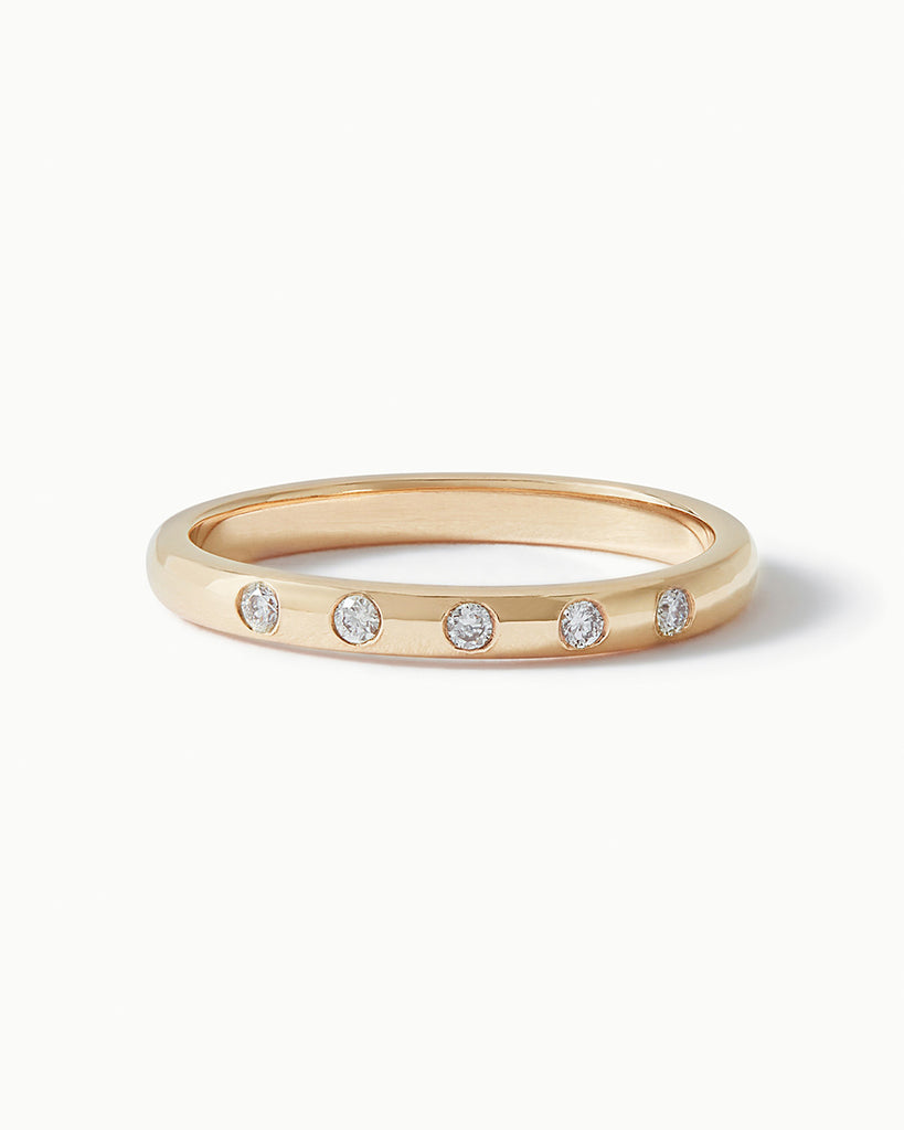 9ct Solid Yellow Gold Five Stone Diamond Ring handmade in London by Maya Magal sustainable jewellery brand