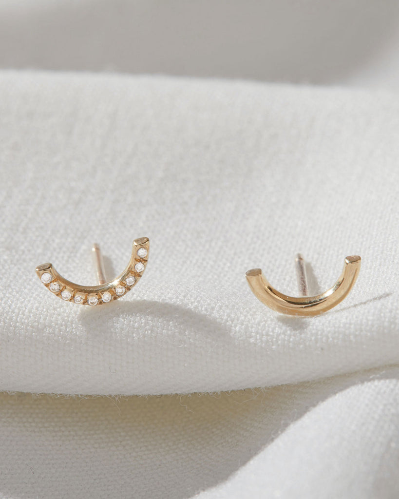 9ct Solid Gold U Stud Earrings handmade in London by Maya Magal sustainable jewellery brand